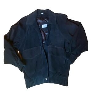 Y2k‎ Whimsigoth Chapelle Coat Lambskin suede sz S  black bomber motorcycle Emo
